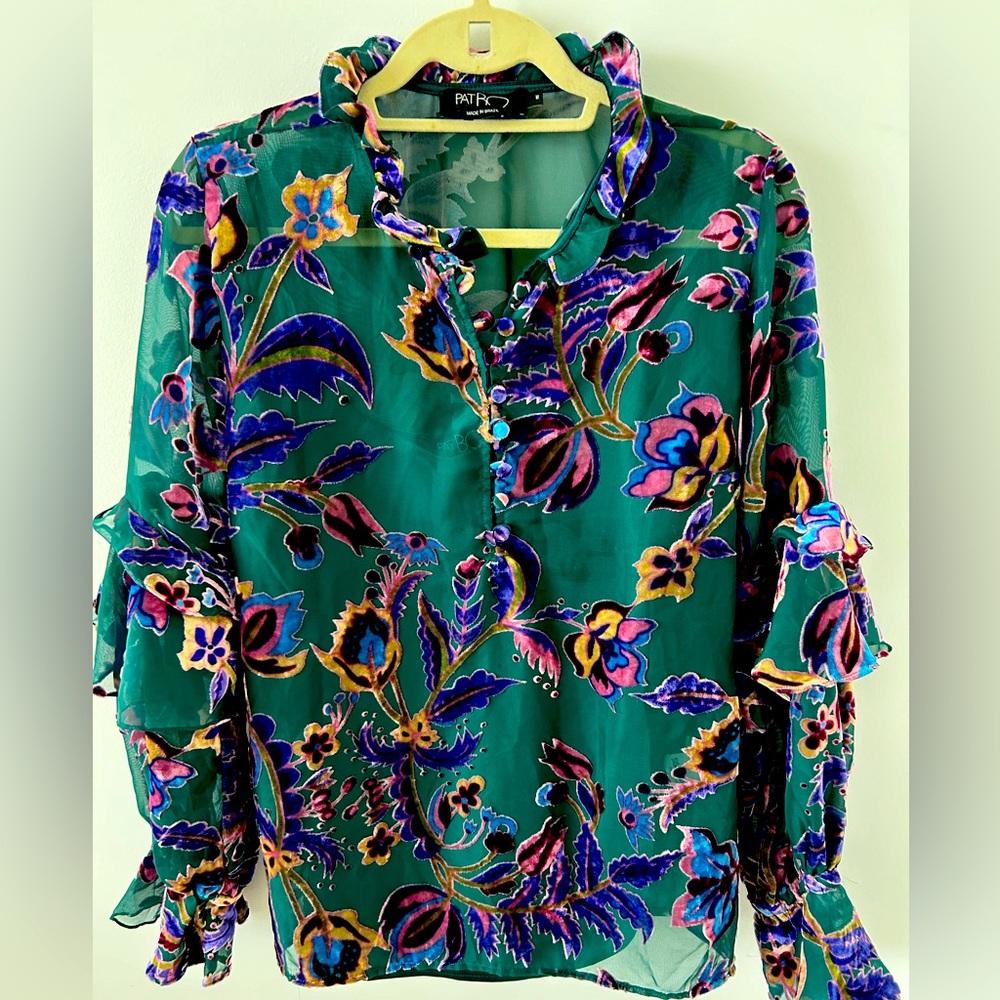 Patbo velvety boho chic lush floral top